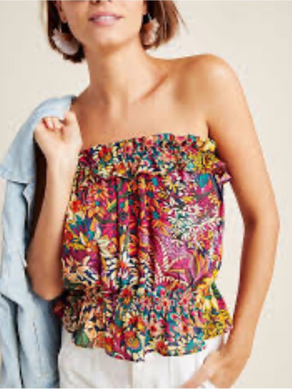 Maeve Adelaide strapless blouse  by Anthropologie, Size S